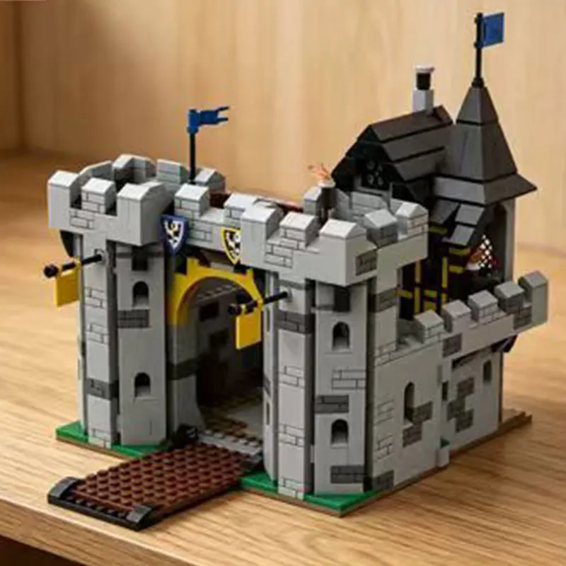 MOC1071pcs Medieval Castle Miniature Building with Drawbridge Small Particle Assembly Block Expansion Model Toy