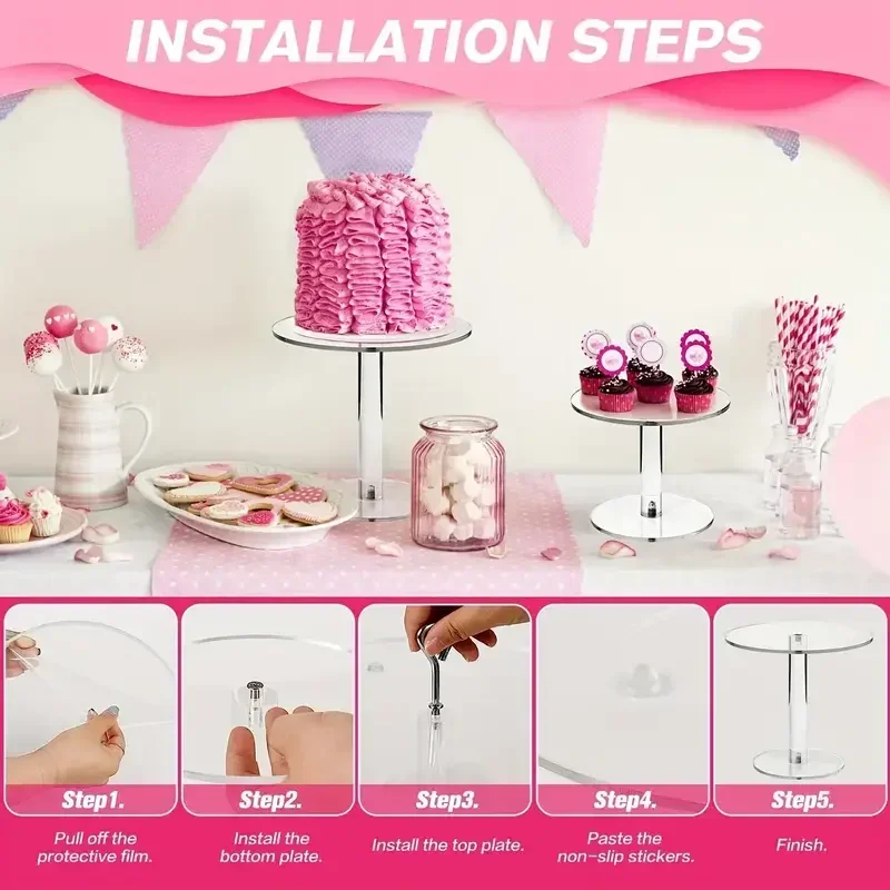 Acrylic Cake stand Detachable  Wedding Dessert Baby Shower Birthday Party Paper Cups Muffin Pastry Cake Decorating Rack Tools
