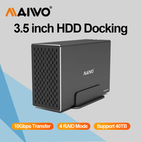 MAIWO 2.5‘’ 3.5‘’ HDD SATA RAID Storage Enclosure 10Gbps Dual Bay Hard Drive Docking Station to USB3.1 Type-C Gen2 with 4 Raid