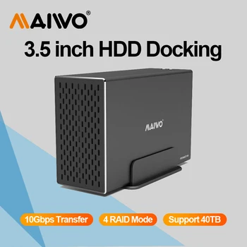 MAIWO 2,5'' 3,5'' HDD SATA RAID Speichergehäuse 10 Gbit/s Dual Bay Festplatten-Dockingstation auf USB3.1 Typ-C Gen2 mit 4 Raid