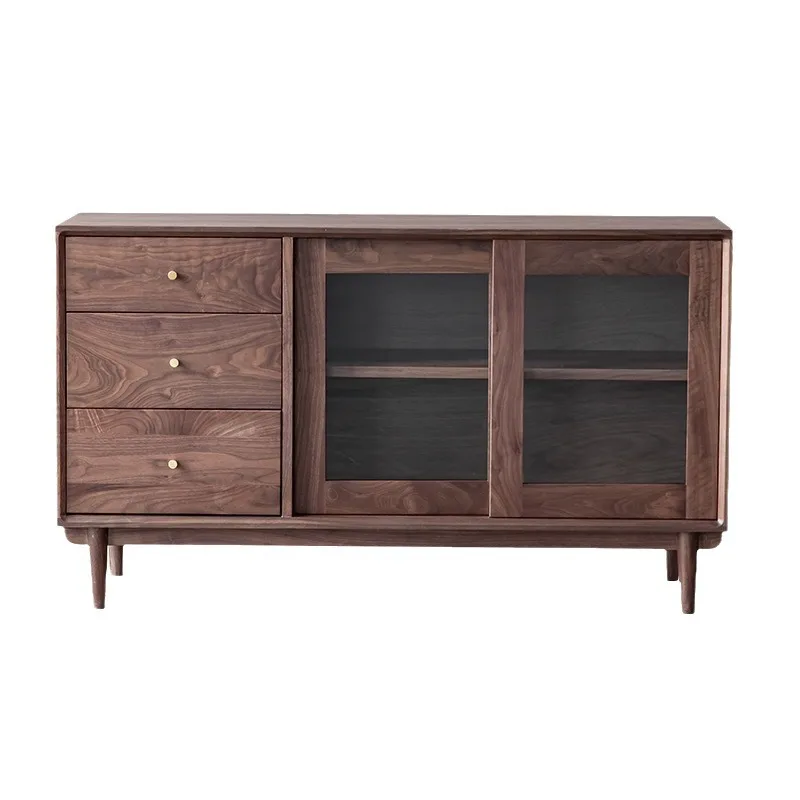 

Modern and simple North American black walnut side cabinets, home restaurant lockers, Nordic log storage cabinets