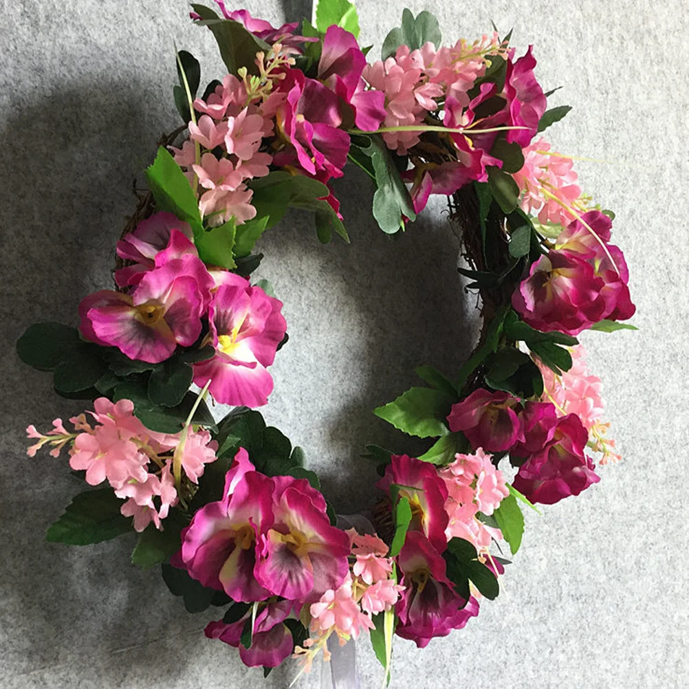 

1Pcs Simulation Flower Garland Hanging Wreath Wedding Party Decoration Home Anniversary Door Hanging Romantic Valentine Festival