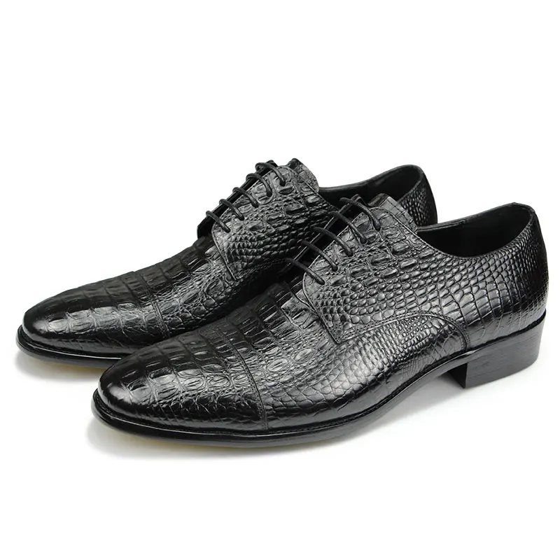 Luxus Krokodil Muster Echt leder Schuhe hand gefertigte Herren Vintage Casual Lederschuhe benutzer definierte spitze Zehen Oxford Kleid Schuh