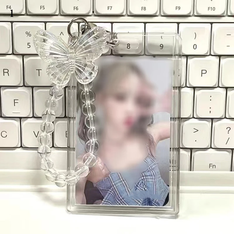 Ins Acrylic Crystal Butterfly Photocard Holder Transparent 3 Inch Idol Cards Holder Student Bus Card Case Photo Protector