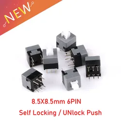 10PCS Mini Push button switch 6Pin Push Tactile Power Micro Switch Self lock On/Off button Latching switch 8.5X8.5mm 8.5*8.5mm