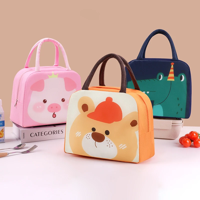 Cartoon Cute Lunch Bag For Children Aluminum Insulation Keep Temperature Lunch Box Hangbag Outdoor Picnic Food Storage Bags New