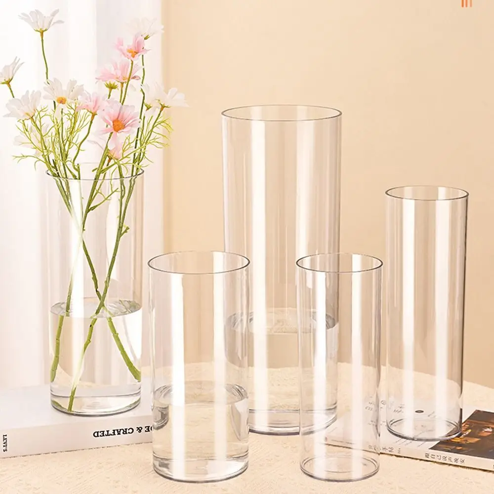 New Nordic Style Flower Bucket Acrylic Transparent Flower Wake Up Vase Modern Deep Water Flower Pot Home Decoration