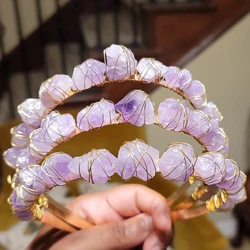 Amethyst Crystal Goddess Headband - Quartz Tiara for Bridal Glamour & Festive Events - 1pc