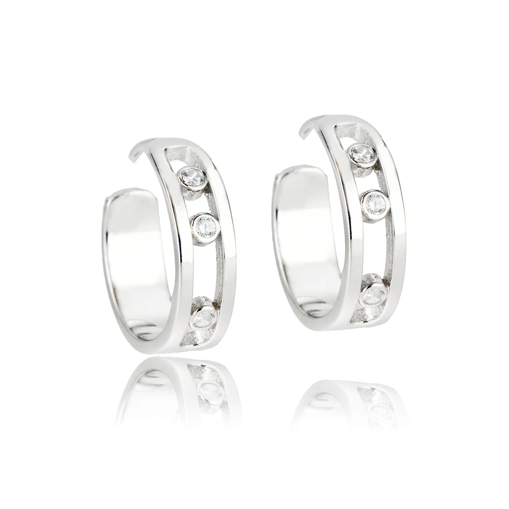 

Серьги-кольца из стерлингового серебра 925 пробы с тремя фианитами, круглые, для женщин, на помолвку, свадьбу, изогнутые