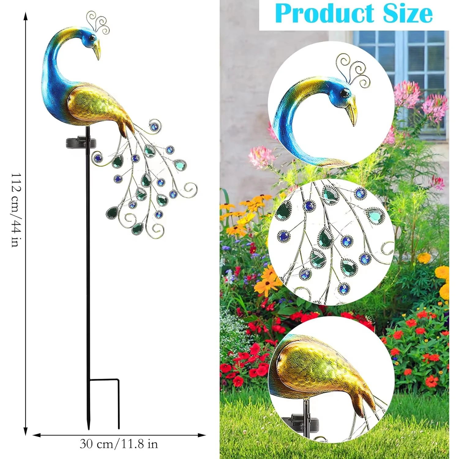 1 PC Peacock Animal-Shaped Solar Garden Lamp Outdoor Decorative Lighting Automatic Sensor Solar-Powered Garden Art