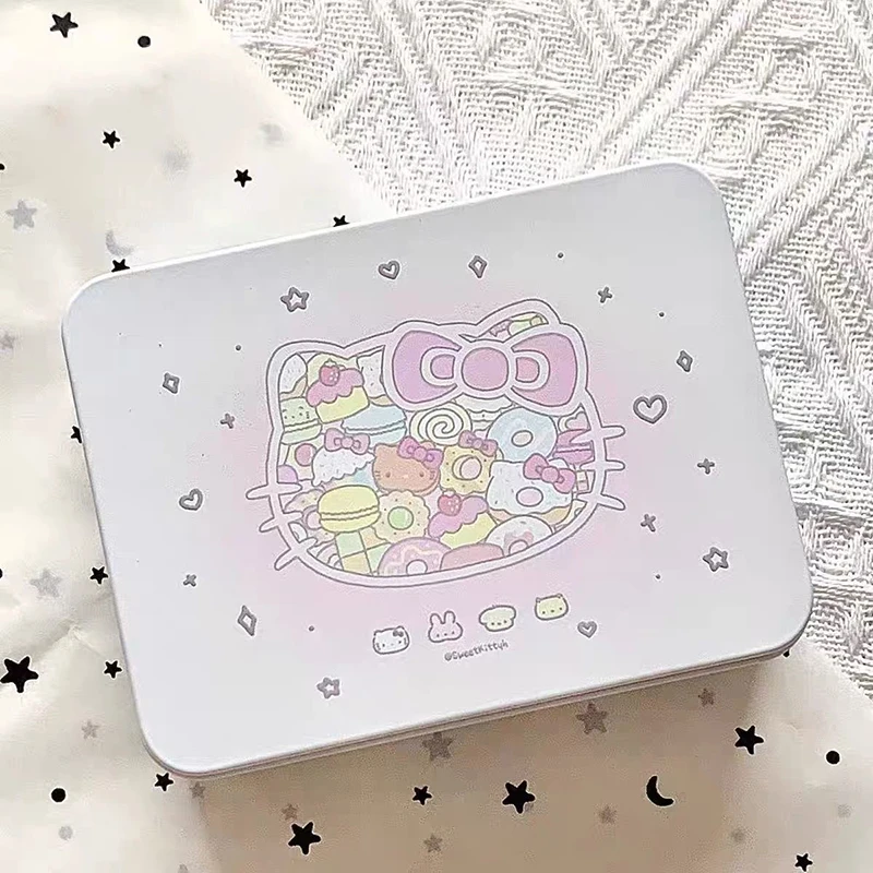 Kawaii Sanrio Iron Box Hello Kittys Accessories Cute Cartoon Anime Desktop Portable Jewelry Small Card Storage Toys Girls Gift