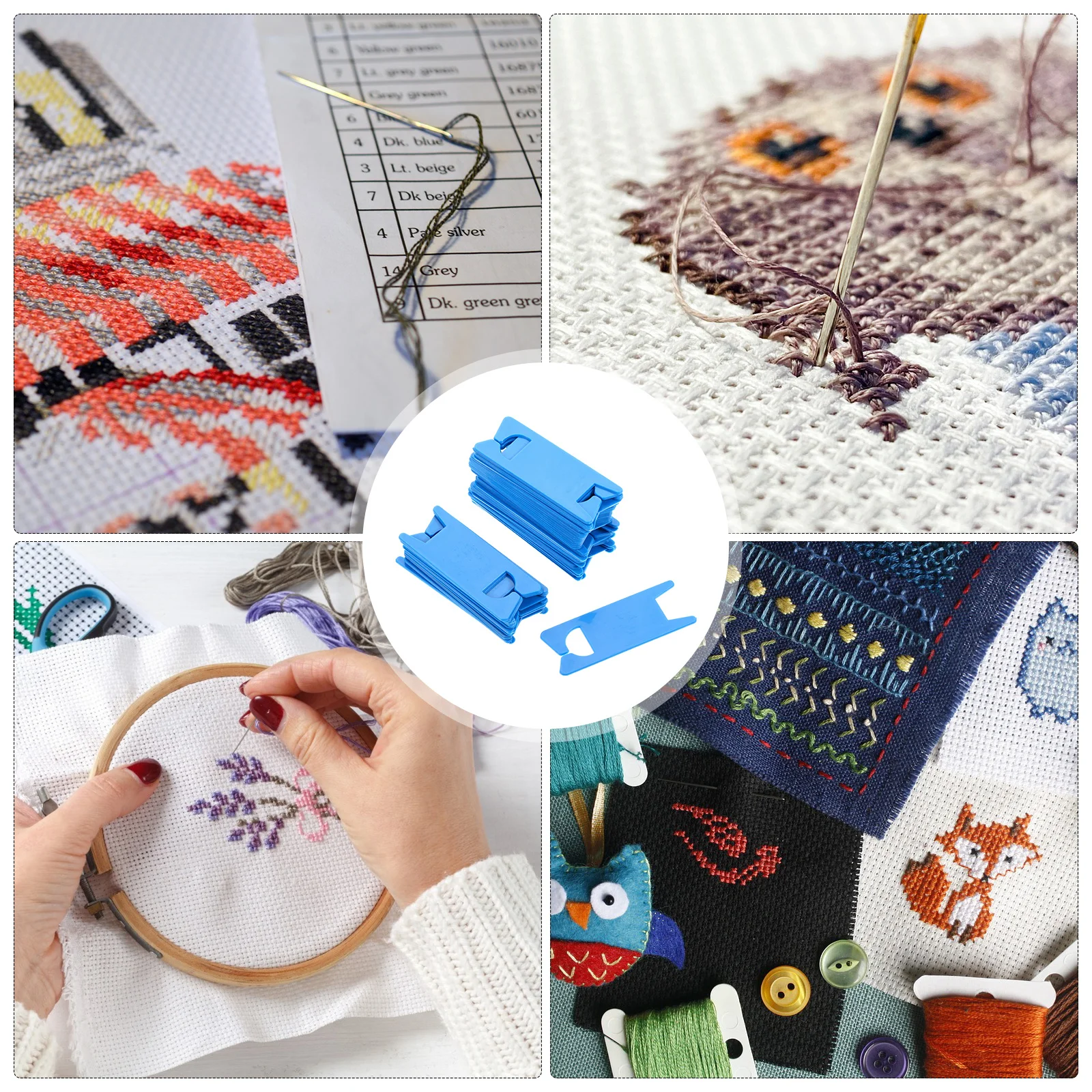 100 قطعة بكرات الغزل أداة تنظيم الخيط البلاستيكي لخياطة الغرز المتقاطعة وحامل التطريز لوحة لف خفيفة الوزن #6