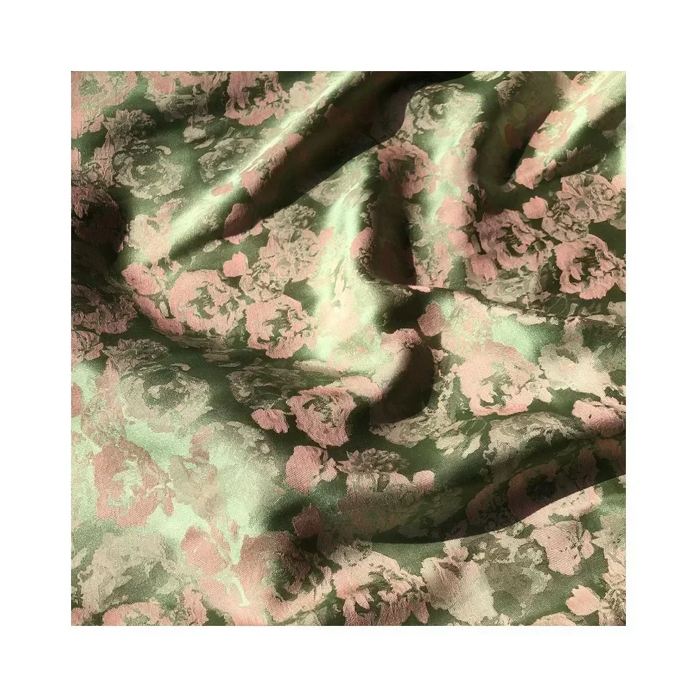Rose Jacquard Fabric By The Meter for Needlework Dress Shirts Pajamas Cheongsam Diy Sewing Cloth Comfortable Smooth Soft Pink