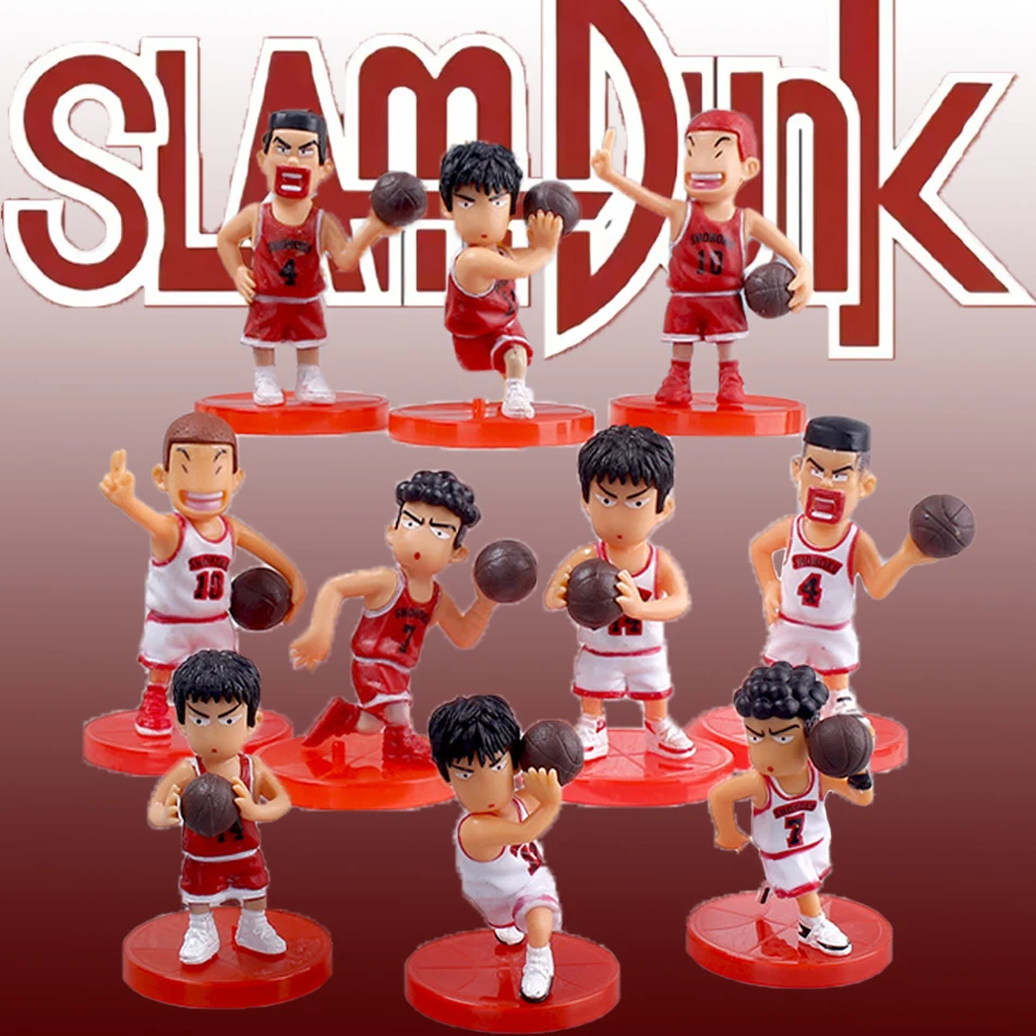 5pcs SLAM DUNK Anime Figure Sakuragi Hanamichi Rukawa Kaede Akagi Takenori Action Figures Model Dolls Kids Toys Cake Decoration