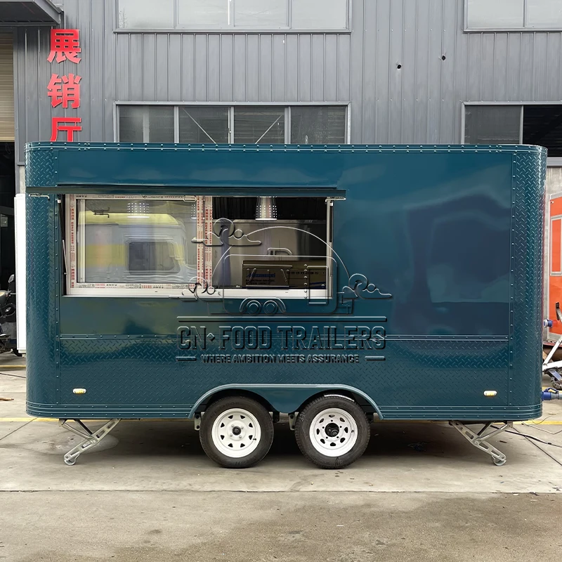 

CN Food Trailer Stainless Steel Concession Cart Fully Equipped for Street Business with Hot Dog Grill and Coffee Bar