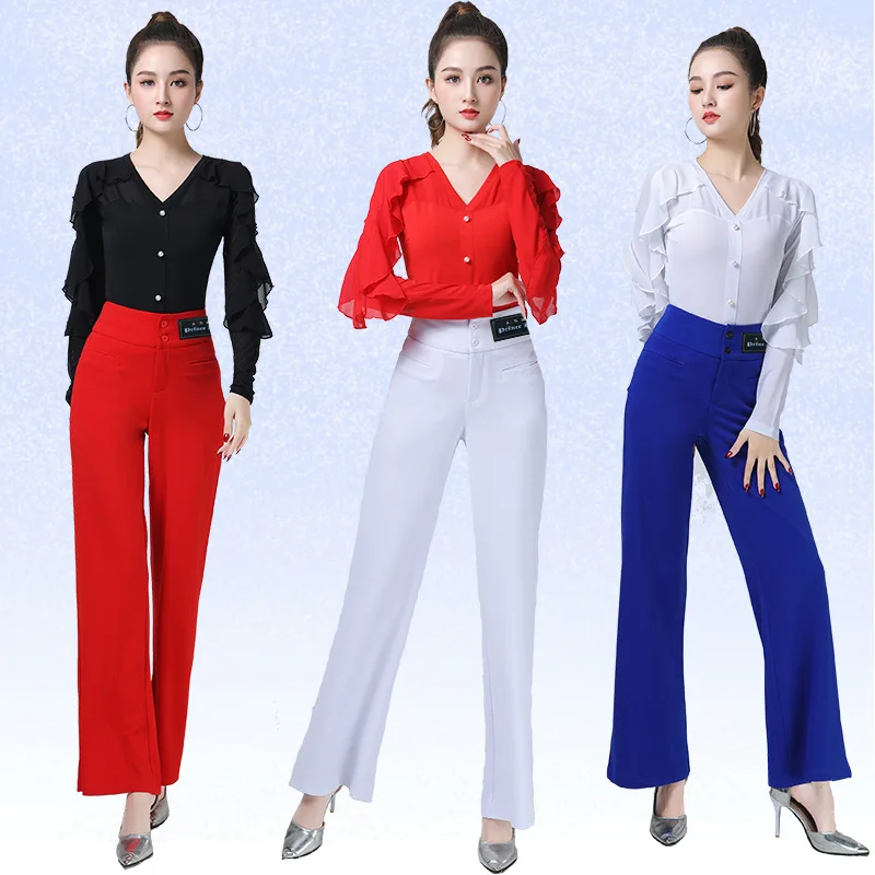 Women Pants Latin Dance Top Long/Short sleeved Balloom Modern Dancewear Top for Stage Performance Outfit Matching Customized