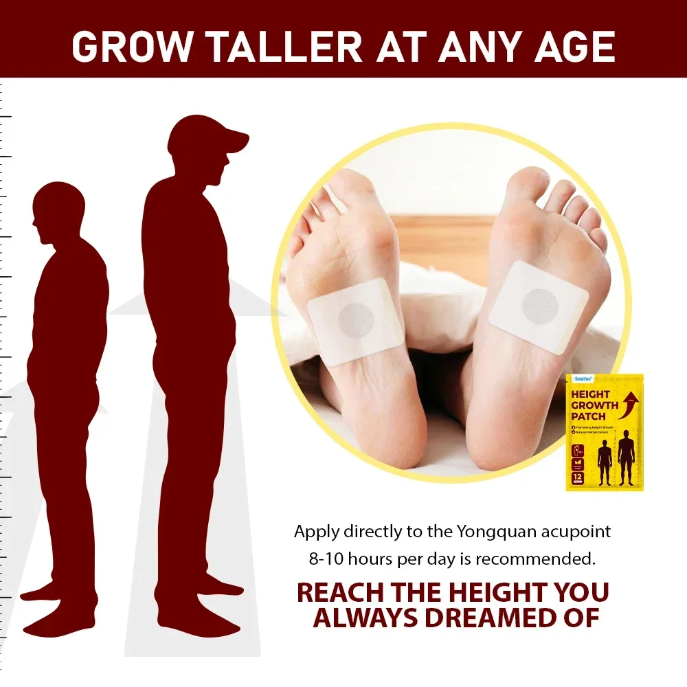 12Pcs Sumifun Height Growth Patches For Child Adult Body Grow Taller Promote Bone Growth Foot Sticker Health Care Plaster