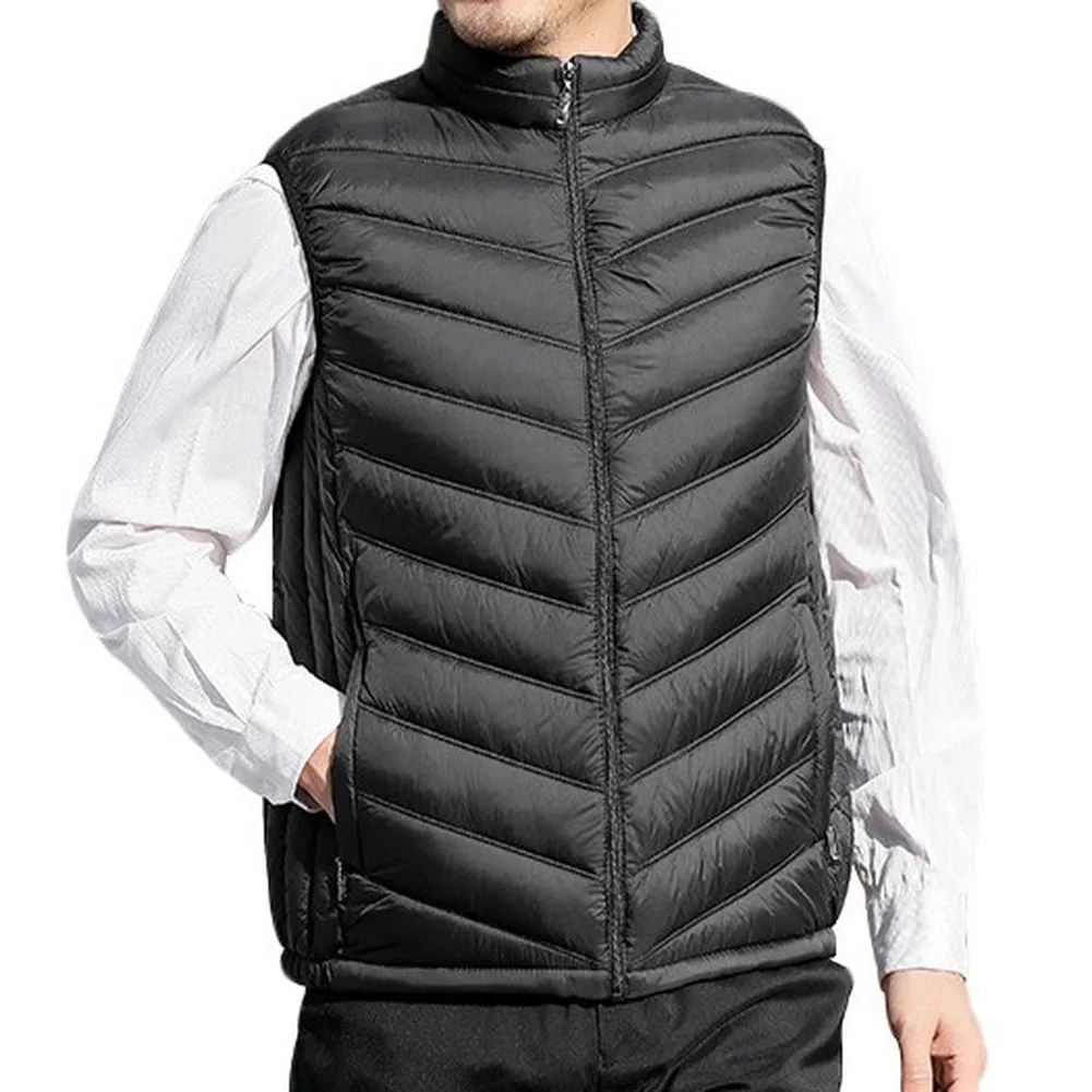 Sleeveless Men\\\\\\\'s Vest Coat with Stand Collar Zipper for Four Seasons Wear Loose Comfortable Waistcoat in Black Blue