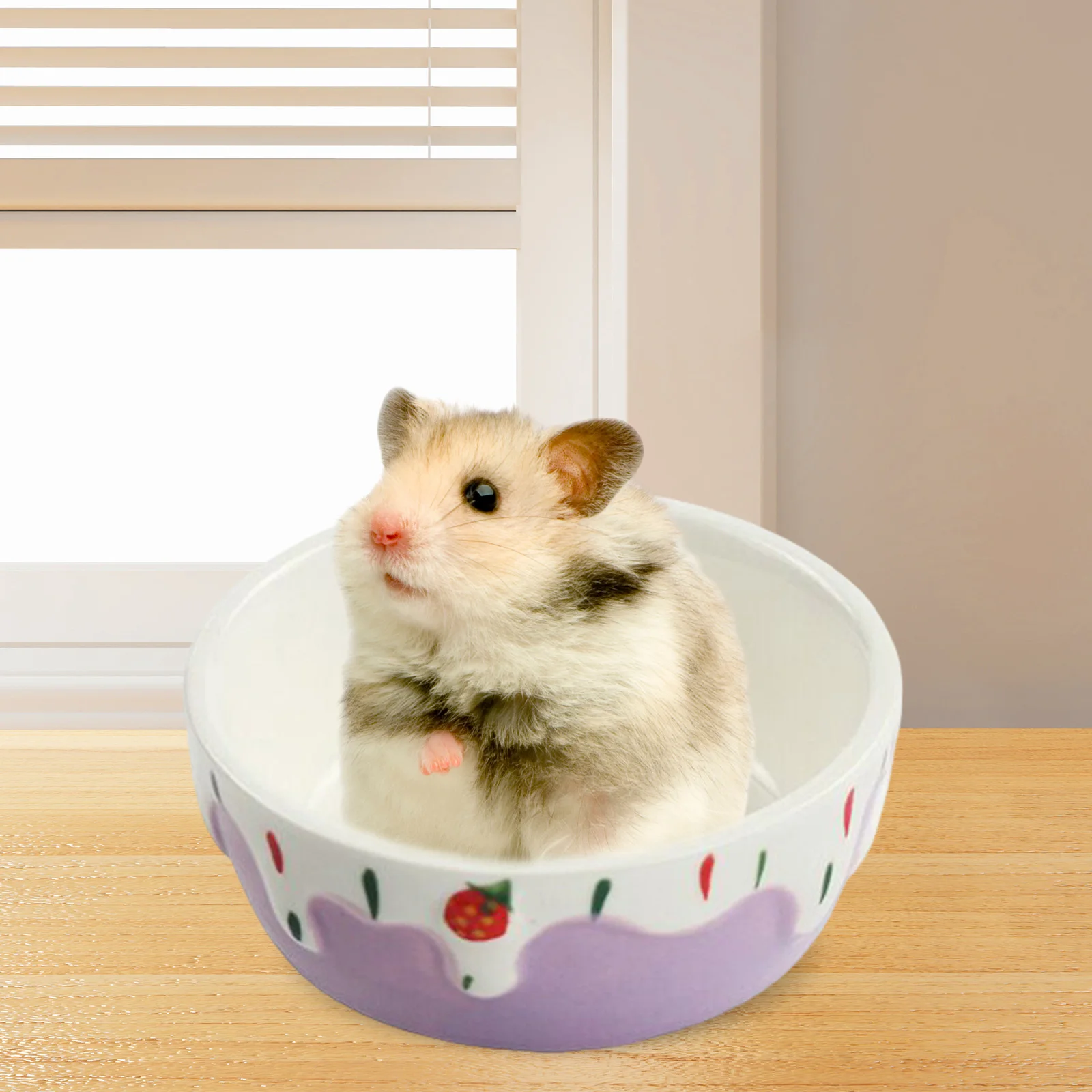 Hamster Food Bowl Easy to Clean Stable Anti Spill Rabbit Food Dish Ceramic Feeding Bowl for Squirrels Ferret Dwarf Rat Gerbil