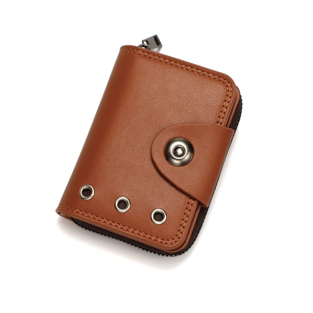 

18 Cards Slim Holder Men's Short Wallet Large Capacity Anti-degaussing Male Leather Purse Cash Clamp Durable Mini Zipper Wallet