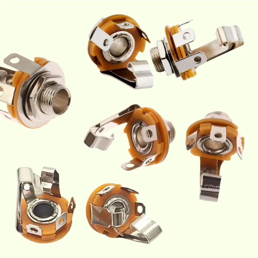 

3 Pole Stereo Mono Plug 4/6PIN Jack Audio Female Connector 6.35/6.5mm Welding Type Microphone Panel Socket