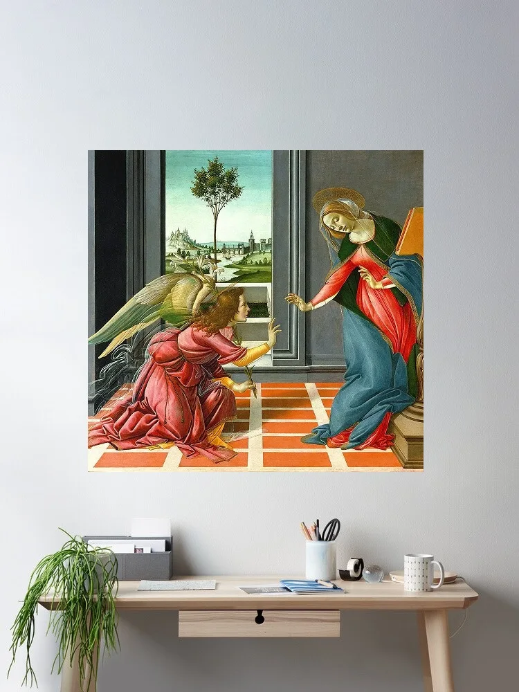 Sandro Botticelli - Cestello Verkündigung, Print Art Canvas Poster,Living Room , Home Wall Decor Picture