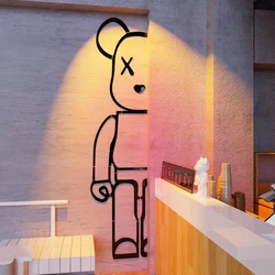 Mirror Acrylic 3D Wall Stickers Cartoon Bear Pattern Living Room Home Decoration Self Adhesive Mirror Decal Kids Room Wall Decor