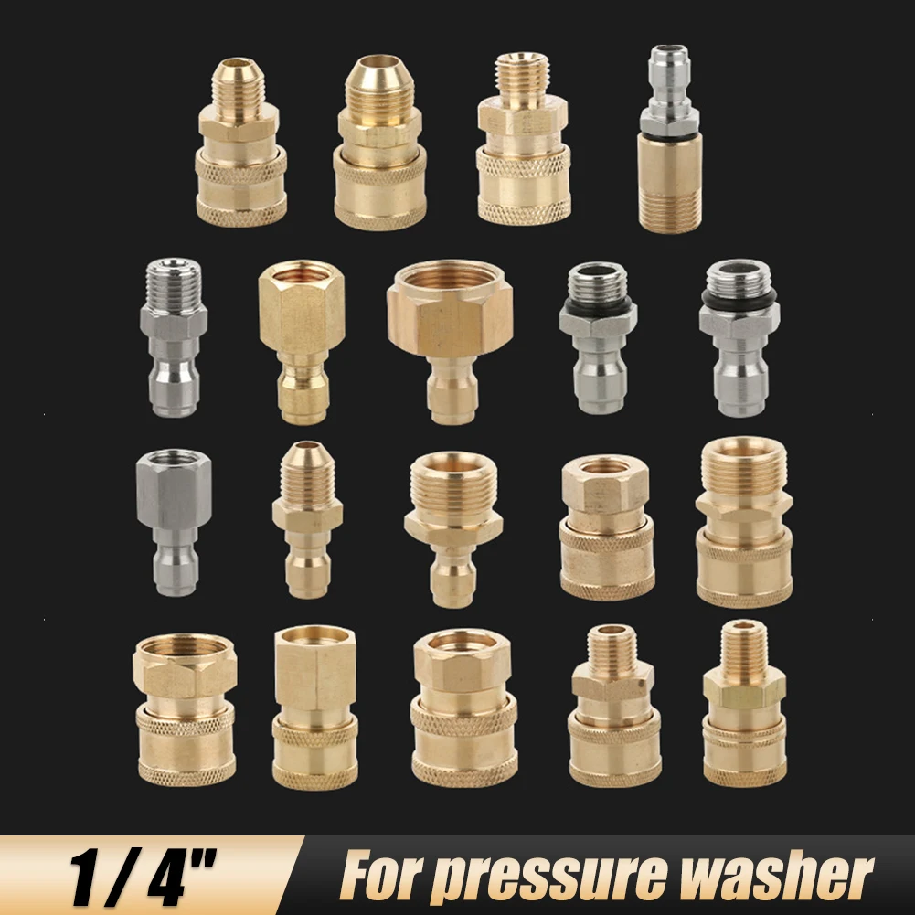 

Pressure Washer Adapter Brass Connector Kit, 1/4 Quick Disconnect, Male Female Coupler for Garden Hose Tool, M14, M22