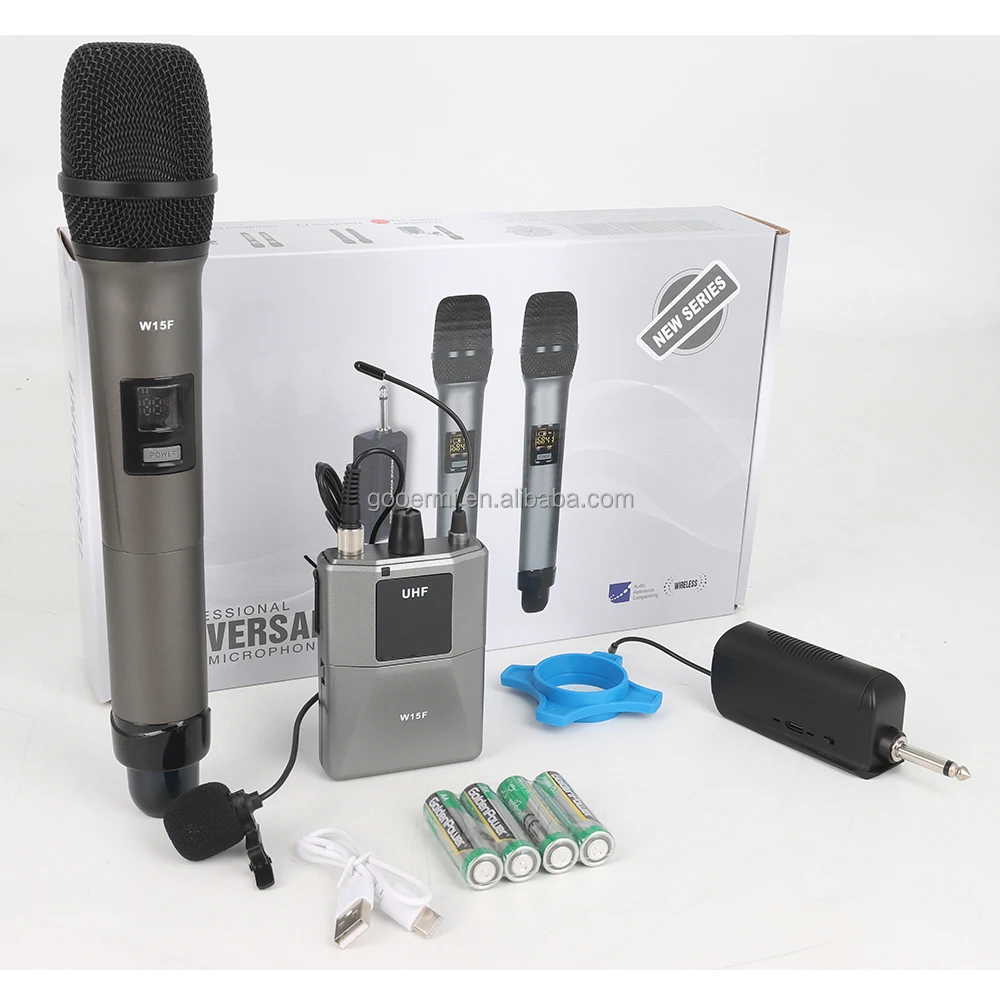 Gooermi WS15 Pro Wireless Microphone Multi-Purpose Set with Compact Receiver and Battery Indicator