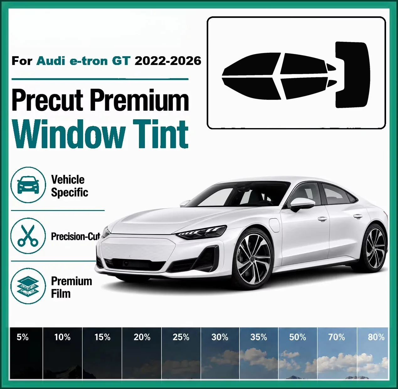 For Audi e-tron GT 2022-2026 Pre-Cut Window Tint Film Vehicle-Specific Full Kit Front & Rear Windows Precision-Cut