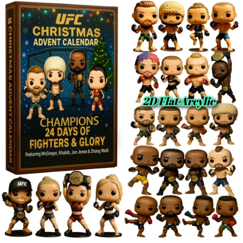 2D Flat Acryl Ultimate Fighting Champion Adventskalender, mit UFC 24 Legends und Champions, Geschenke für UFC-Fans