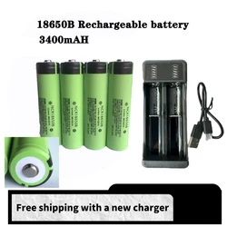 2024 protruding 100% USB rechargeable lithium battery NCR18650 3.7V 3400mAh 34B USB charger original battery cell flashlight