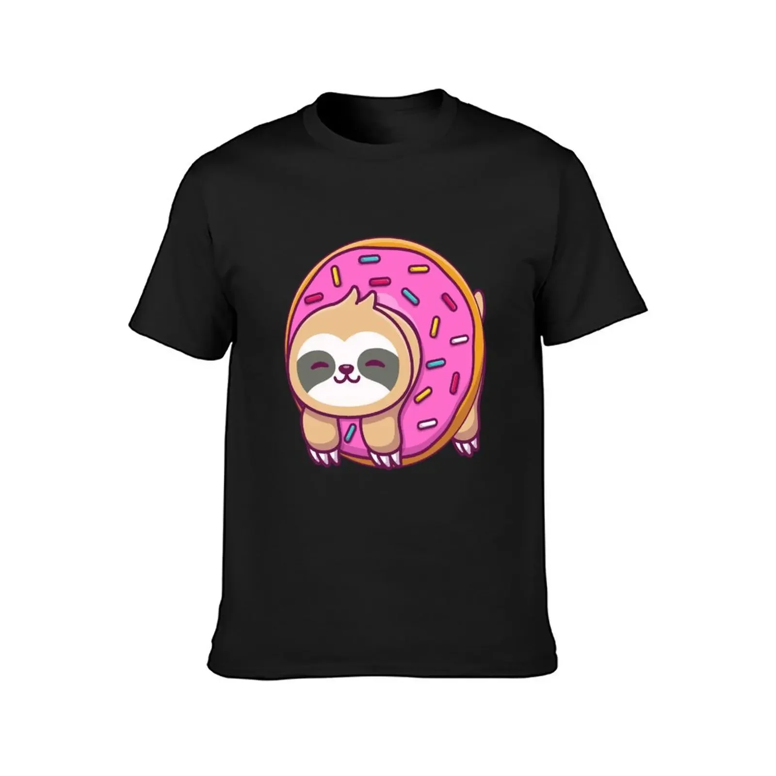 Cute sloth with doughnut cartoon T-Shirt anime figures plus size tops workout shirts for men