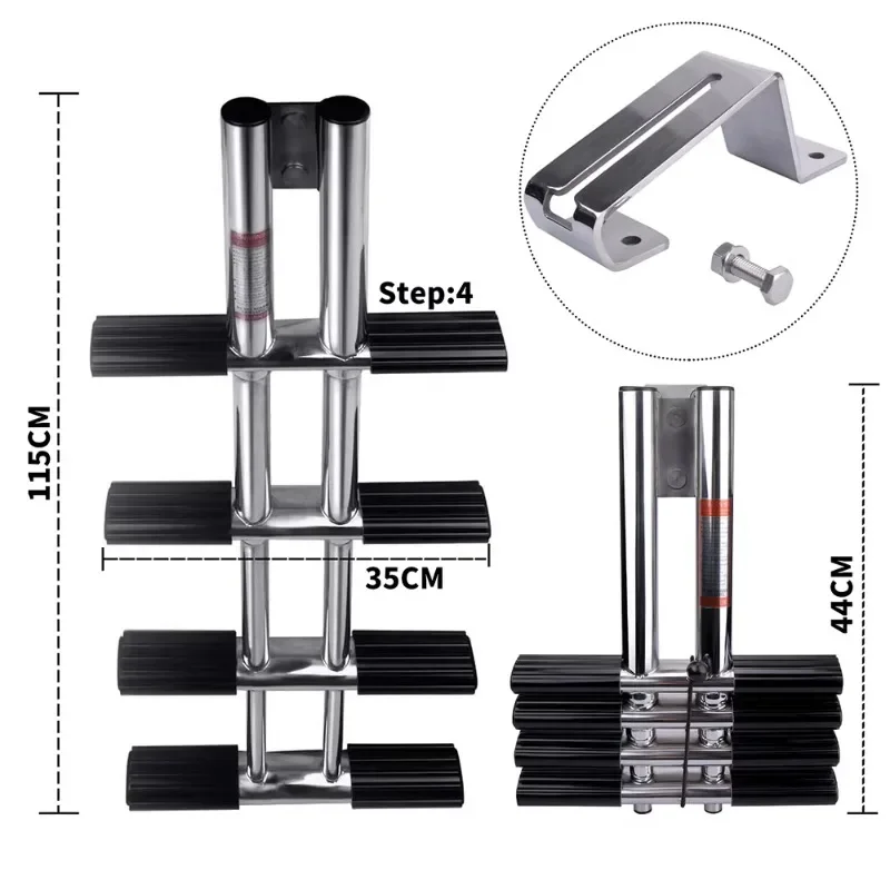 New Ship Launching Ladder for Yacht Speedboat, Stainless Steel Hidden Folding Telescopic Ladder, Deck Ladder, Ship Use