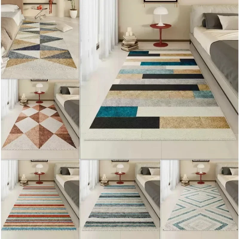 Cute Bedroom Headboard Rug Creative Girl Room Living Room Bedroom Sofa Modern Colorful Striped Soft Mats Home Decoration Retro