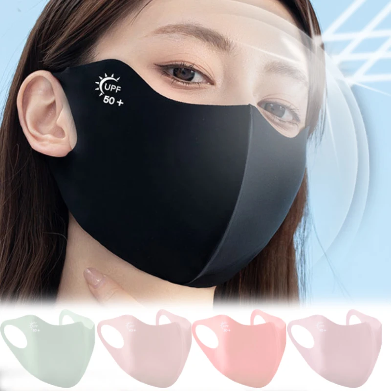 Ice Silk Sunscreen Mask for Women Outdoor Sports Cycling Breathable Washable Reusable Masks Fashion Anti-UV Sun Face Cover Mask