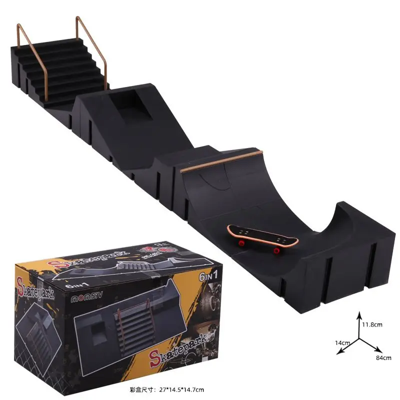 Finger Skateboard Ramp Set Mini Fingerboard Kit Children Desktop Skateboard Large Training Obstacle Track Kids Game Fidget Toy