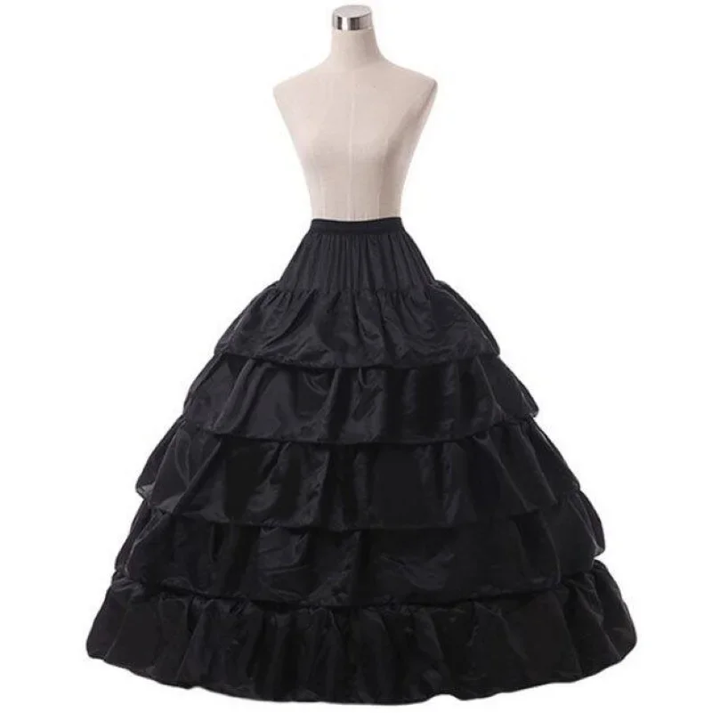 Under Skirt Bride Wedding Big 4 Hoops 5 Layers Ball Gown Black Petticoat Crinoline 2024