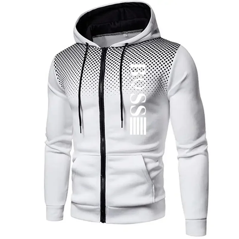 

Trendy 2025 Spring and autumn men's hooded coat printed top sports jogging casual sportswear daily clothing