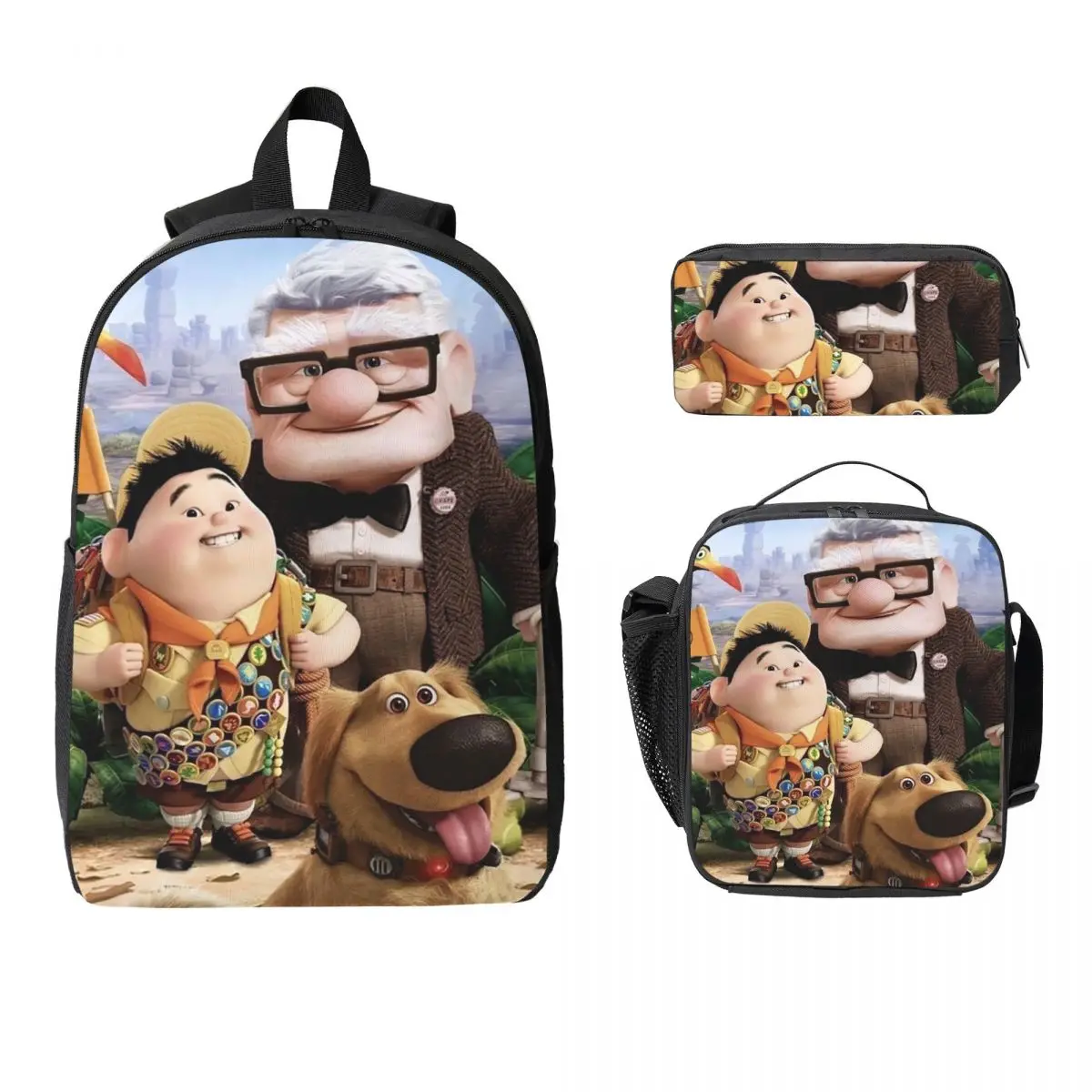 

Up Backpack Student Boys Girls BookBag School Bag Laptop Shoulder Bags 3ps Insulated Lunch Bag Pencil Case