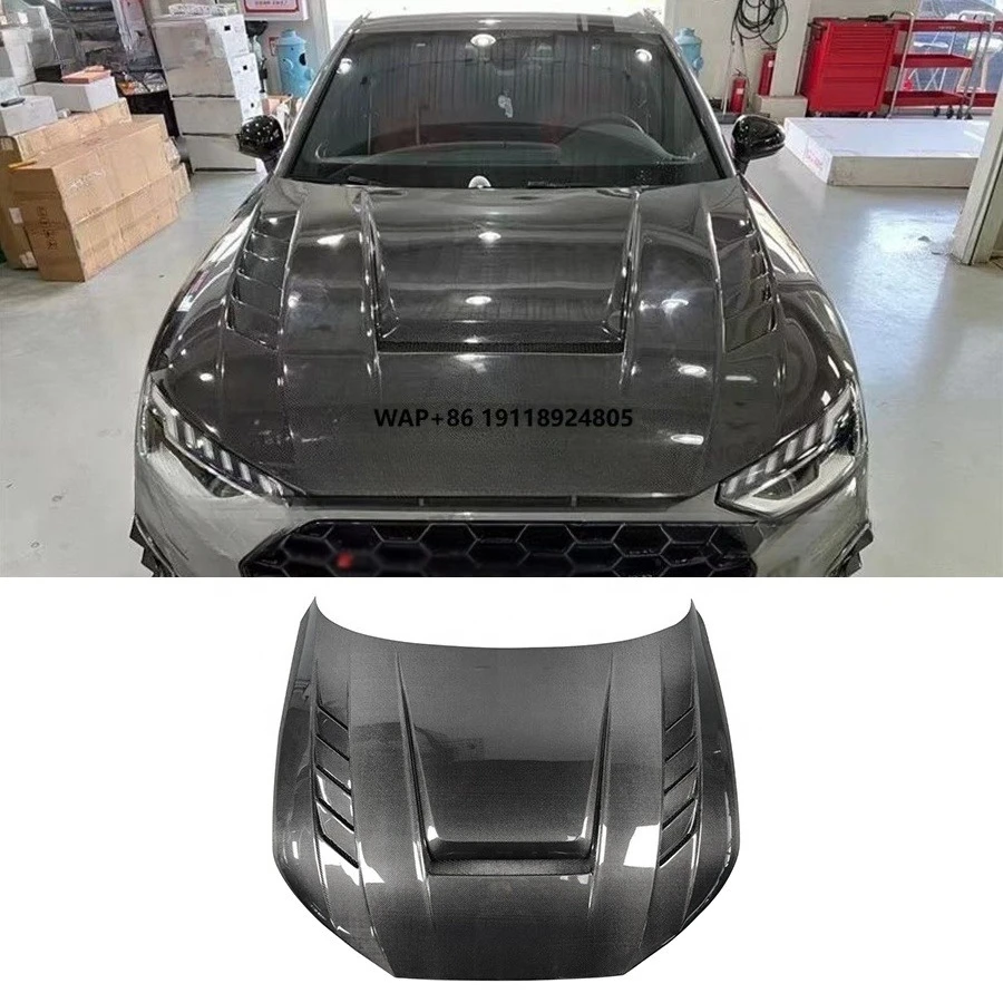 

High Quality Carbon Fiber Front Hood for 2017-2019 A4 B9 S4 Modified Front Engine Hood Bonnet Cover Bodykit