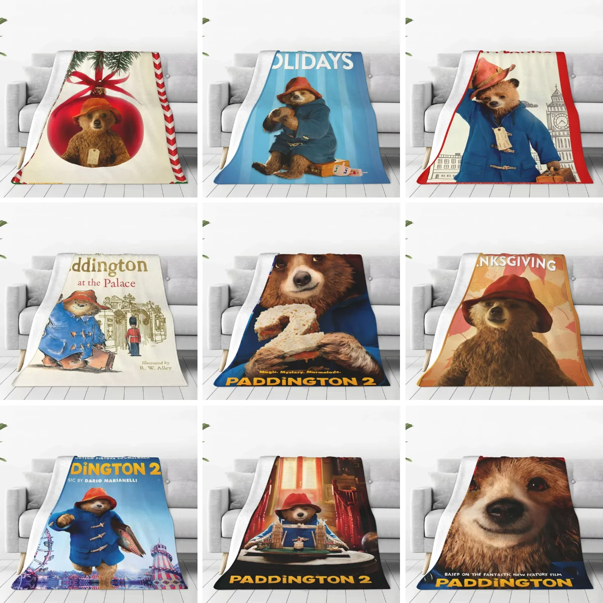 Britain Paddington Brown Bear Warm Soft Blankets Christmas Travel Office Plush Throw Blanket Chair Flannel Bedspread Sofa Bed