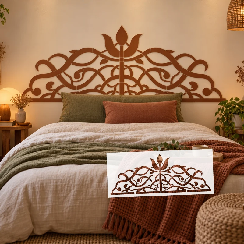 74cm - 123cm Stencil Decorative Stencils Large For Wall Painting Floral Scrollwork Symmetrical Decorative Ornate Vintage S711