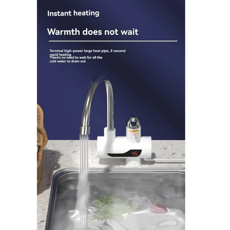 

A38T-Water Faucet Tankless Electric Hot Water Heater Rotatable Bathroom Kitchen Heating Tap Faucet With LED Digital Display EU P