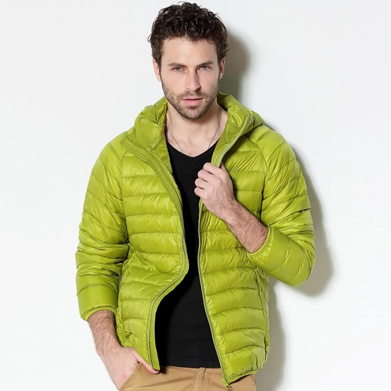 Men White Duck Down Jacke New Portable Hooded Down Coat Ultralight Men Winter Coat Warm Thermal Down Parkas Light Jacket