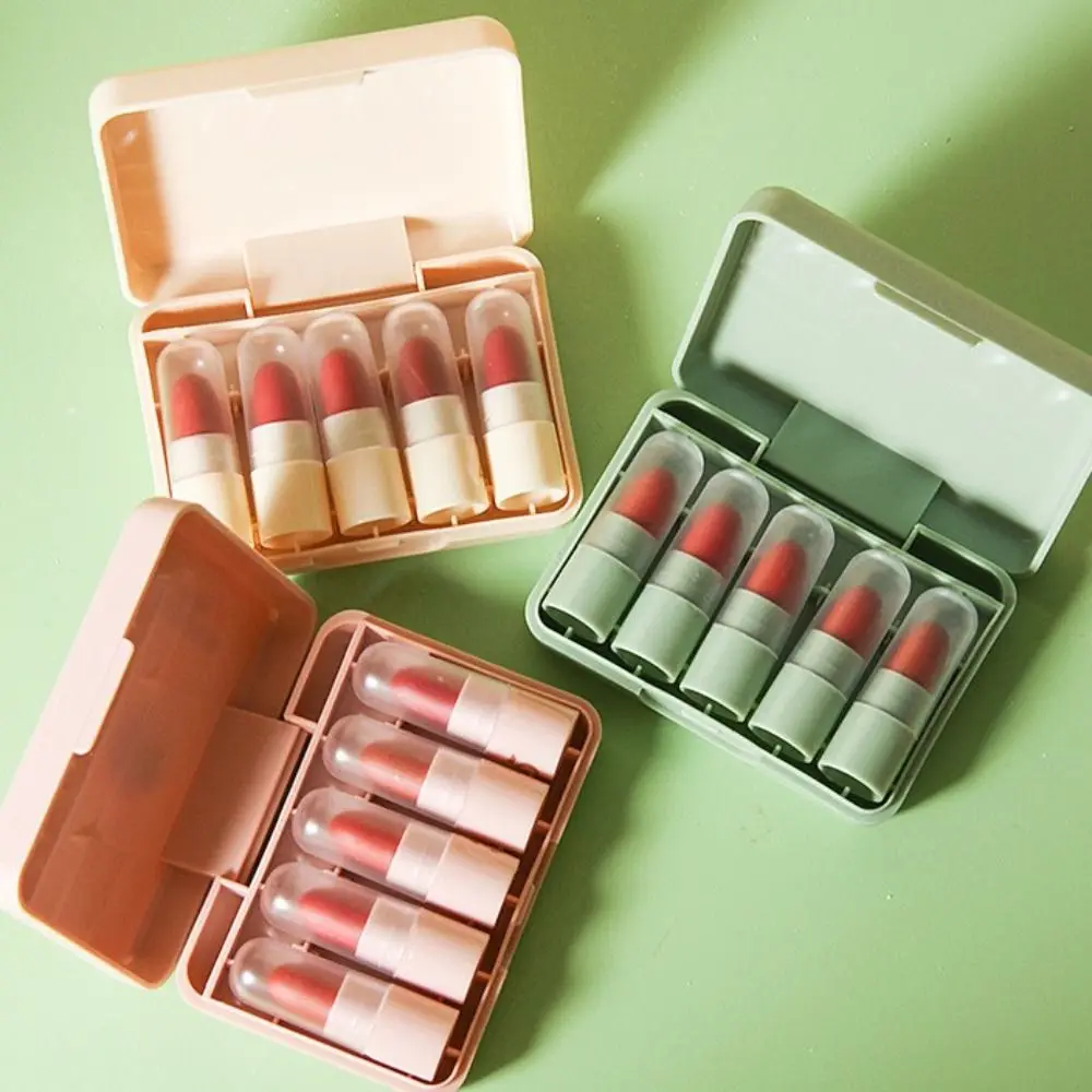 Ensemble de maquillage naturel, Mini rouge à lèvres, longue durée, imperméable, mat, tasse antiadhésive, brume douce, velours, brillant pour femmes, 5 pièces