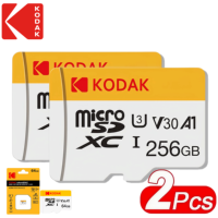 2Pcs 128GB KODAK Original MicroSD Card Red Memory Card Class10 U3 4K High Speed Flash Memory TF Flash Cards for Phone Tablet Cam