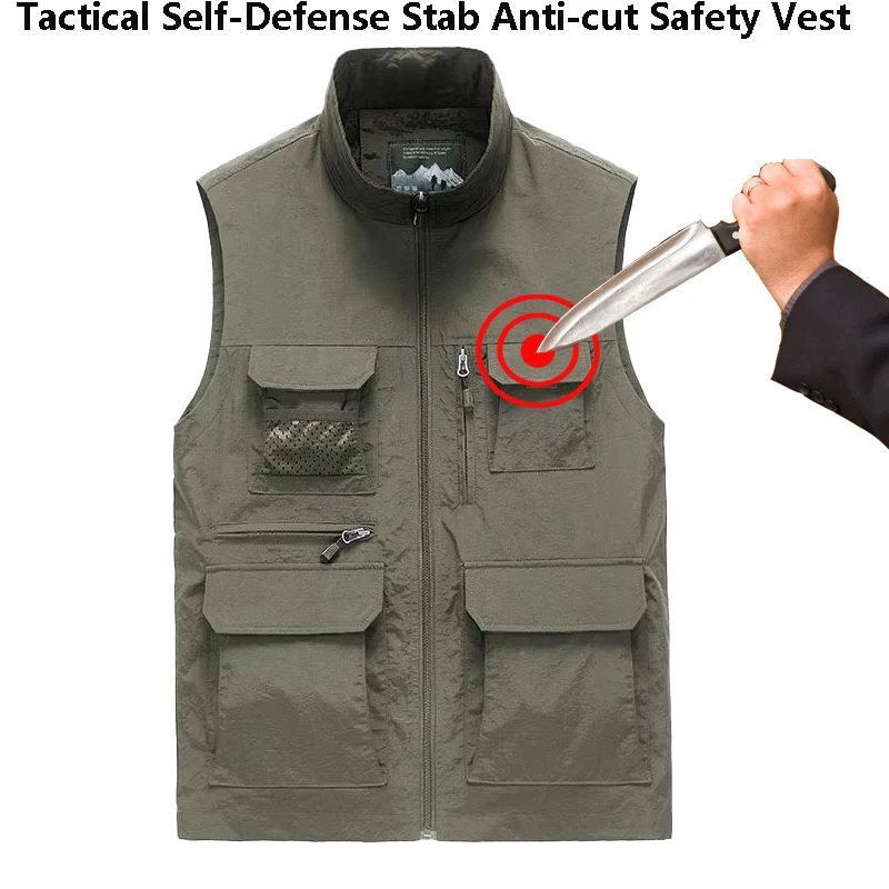 

Мужской жилет для самообороны на открытом воздухе, защита от порезов, противоударный жилет, легкая гибкая защитная одежда Fbi с защитой от взлома