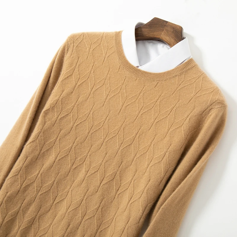

High-Grade New Autumn 100% Cashmere Sweaters Winter Fashion Clothing Men's O-Neck Solid Color Slim Fit Men Knitted Pullover