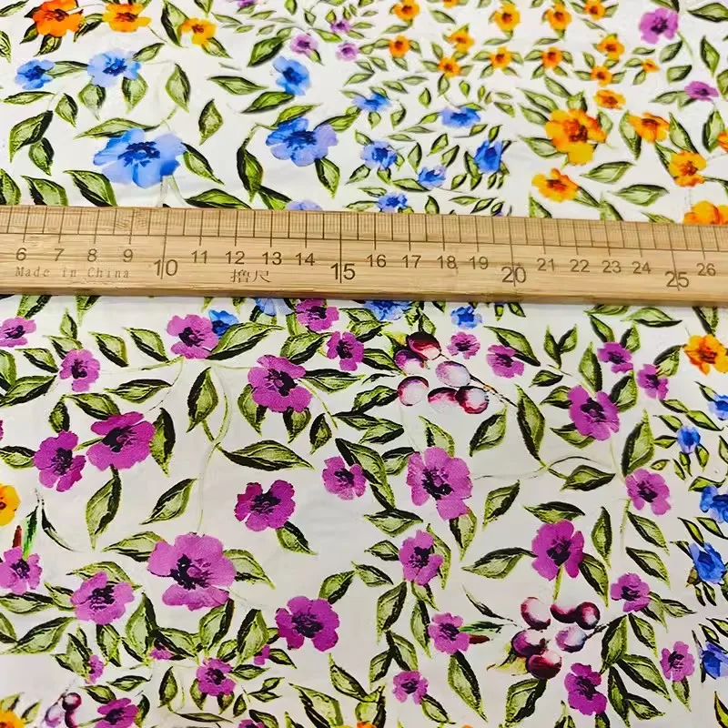 2024 neue Europa und Amerika Bunte Kleine Blume Gedruckt Baumwolle Stoff Für frauen Sommer Kleid Bluse DIY Clth Nähen material